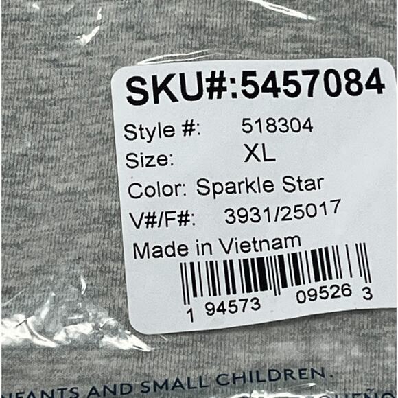 Lands’ End Girls Gray Sparkle Star Leggings XL (16+) | Rainbow Shooting Star - Picture 3 of 4